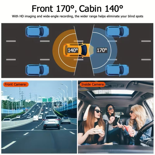 Two/Triple Camera Dash Cam - Infrared Night Vision, 1080P Front And 720P Rear, 170° Wide Angle & Built-In Audio - Optional 32GB Card, Loop Recording, G-Sensor - Perfect Vehicle Safety Camera 24 Hours Parking Mode for New Cars Or Holiday Gifts